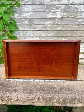 Vintage 1940’s California Redwood Souvenir Tray with Mission Fiesta Scene